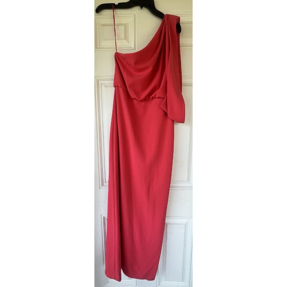 Belle Badgley Mischka Raya One Shoulder Draped Side Slit Maxi Dress Size 6 - Picture 7 of 12